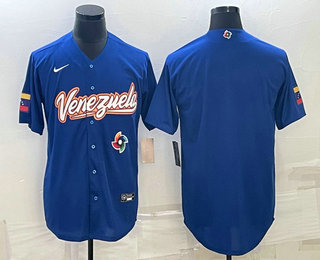 Men%27s Venezuela Baseball Blank 2023 Royal World Classic Stitched Jerseys